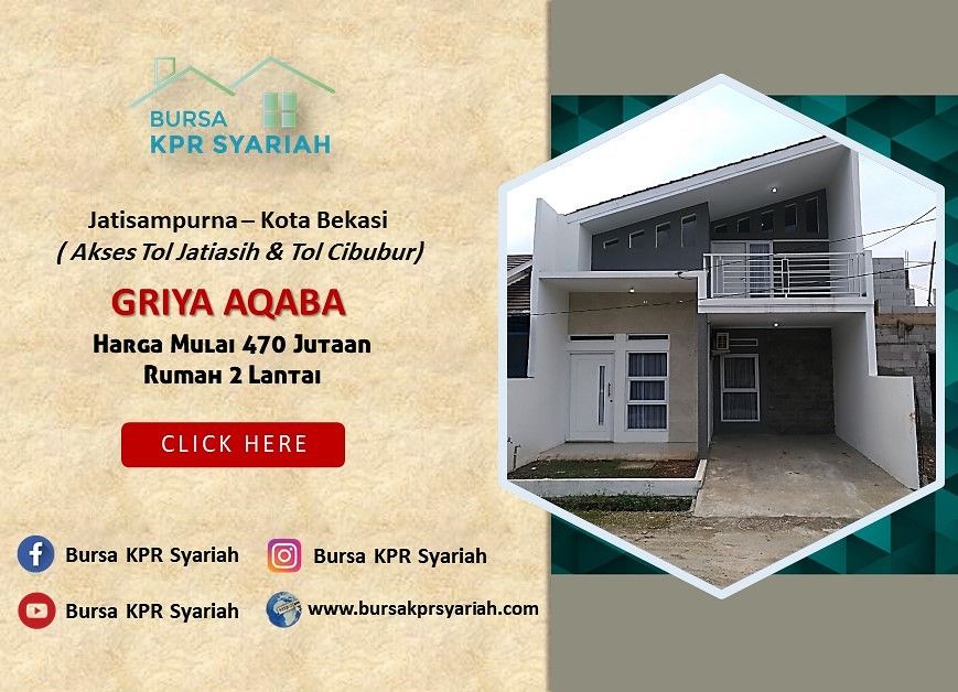 Rumah Cluster Dua Lantai dekat jatiasih, Cibubur, Bekasi Skema Syariah Tanpa Riba