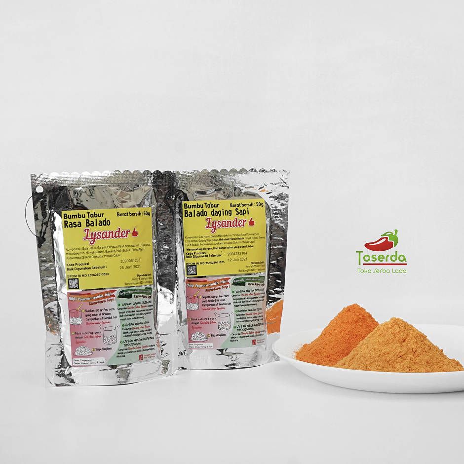 Bumbu Tabur / Bumbu Snack /Seasoning Powder Rasa Balado / Balado Daging Sapi Lysander 50 gram