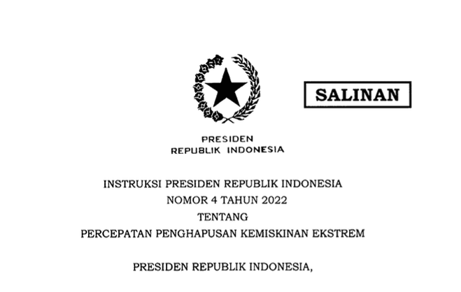Presiden Jokowi Keluarkan Inpres 4/2022 tentang Percepatan Penghapusan Kemiskinan Ekstrem 