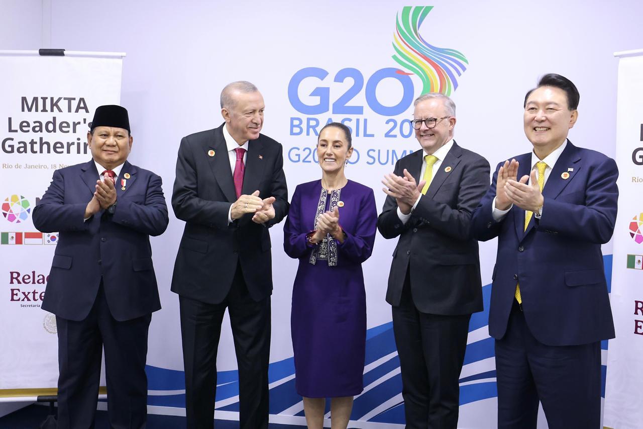 Presiden Prabowo Bertemu Para Pemimpin MIKTA di KTT G20 Brasil.