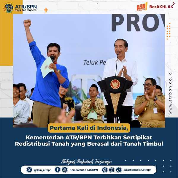 Pertama Kali di Indonesia, Kementerian ATR/BPN Terbitkan Sertipikat Redistribusi Tanah yang Berasal dari Tanah Timbul
