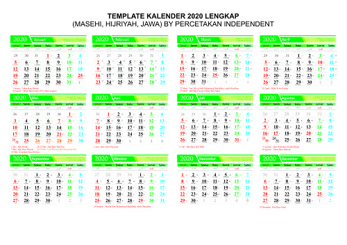 Template kalender 2020 palembang