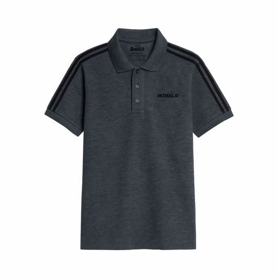Moskill Polo Shirt Stripe Abu Hitam