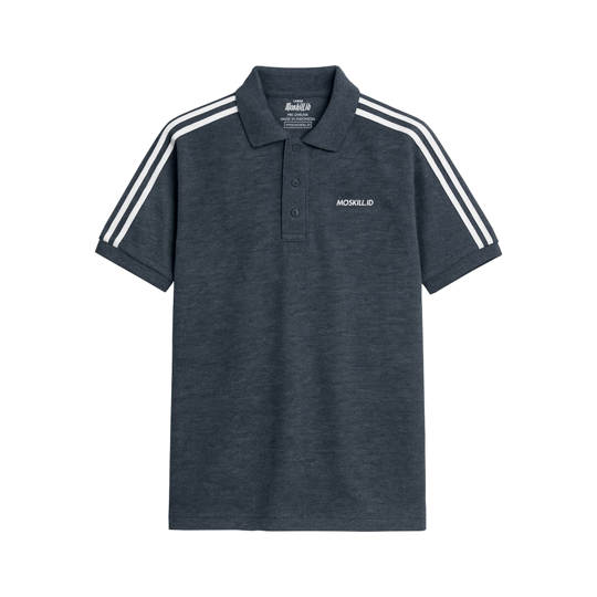 Moskill Polo Shirt Stripe Abu Putih