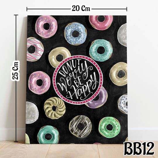 Hiasan Dinding  Poster Donut Worry Be Happy BB12