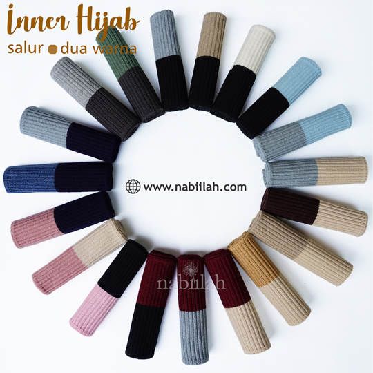 Ciput hijab rajut anti pusing dua warna (2 tone) SALUR