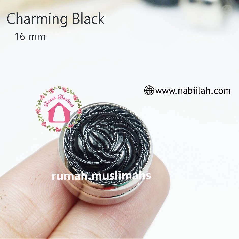 Pin jilbab turki CHARMING BLACK 16 mm