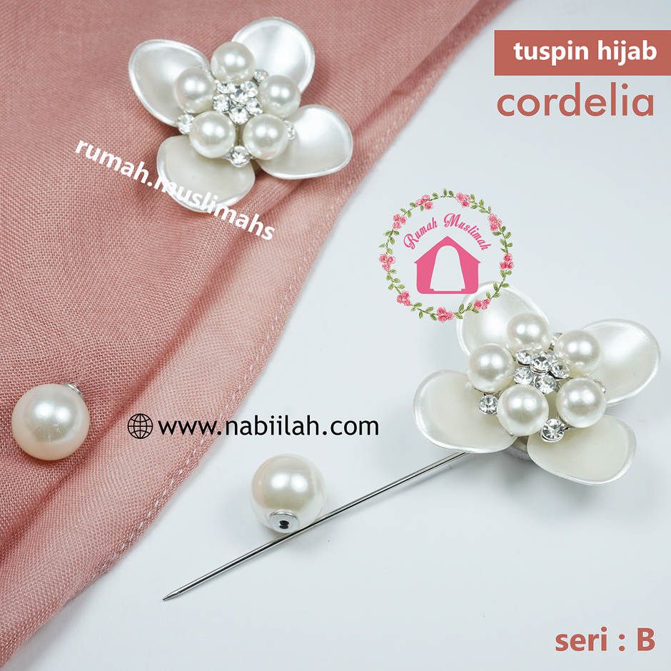 Tuspin mutiara bunga CORDELIA tuspin jilbab premium pin