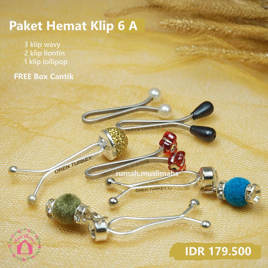 Hijab clip turkey jepit turki Paket HEMAT 6 A