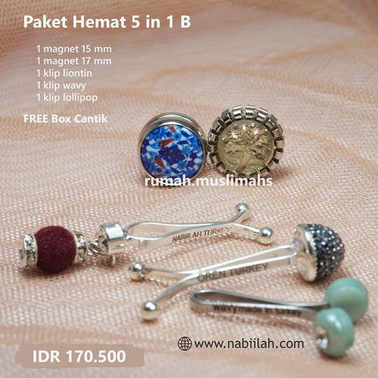 Klip hijab turkey pin peniti magnet Paket HEMAT 5 in 1 B