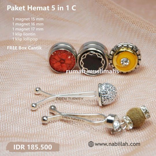 Klip hijab turkey peniti magnet Paket HEMAT 5 in 1 C