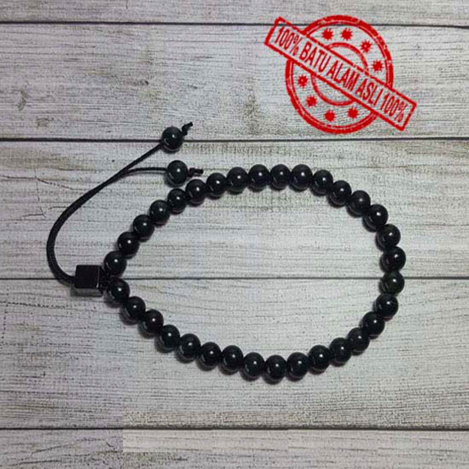 gelang tasbih batu asli magnet black jade 6mm gelang tasbih batu asli magnet black jade 6mm