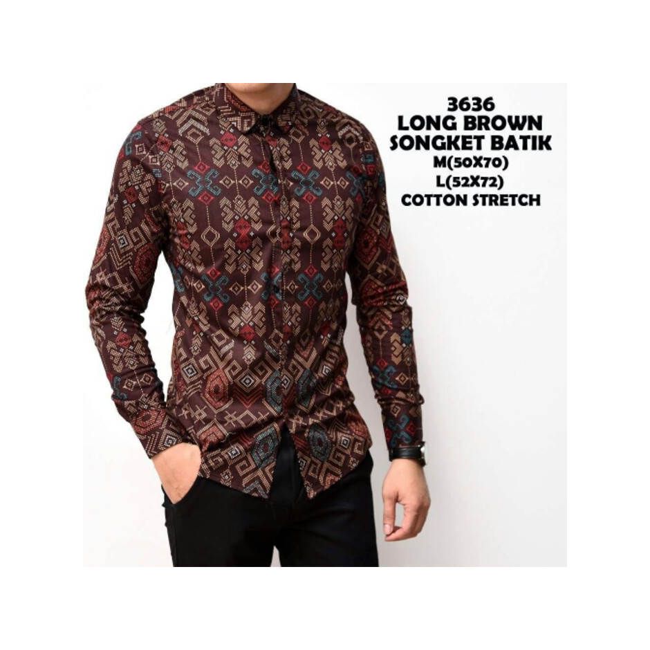 Baju Kemeja Batik Brown Batik Songket