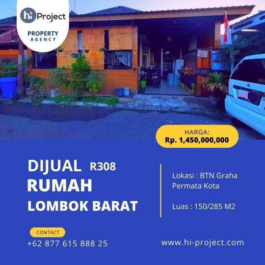 Rumah BTN Lombok barat type 150/285 M2 di Perumahan Graha Permata Kota R308
