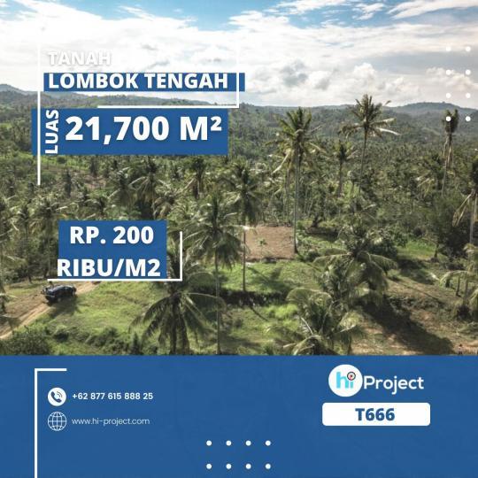 Tanah Lombok tengah 21,700 M2 di Mangkung Praya barat T666