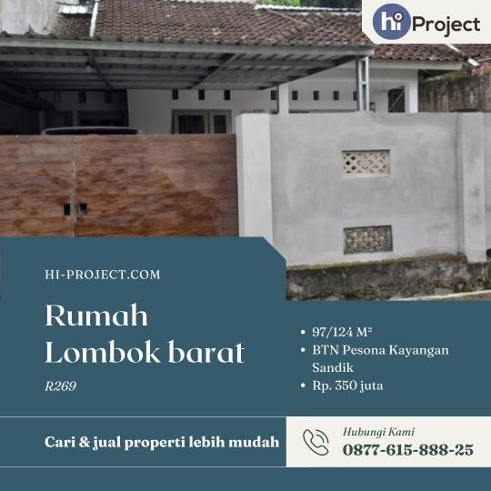 Rumah Lombok barat 97/124 M2 di Perumahan Pesona Kayangan Sandik Batu Layar R269