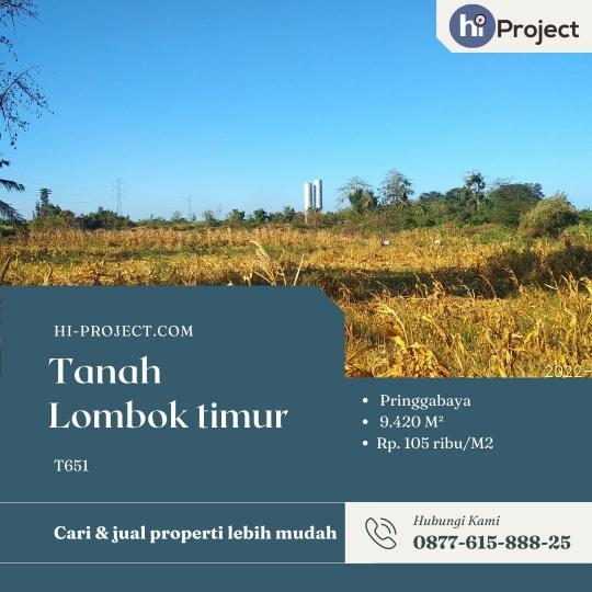 Tanah Lombok timur 9,420 M2 di Pringgabaya T651