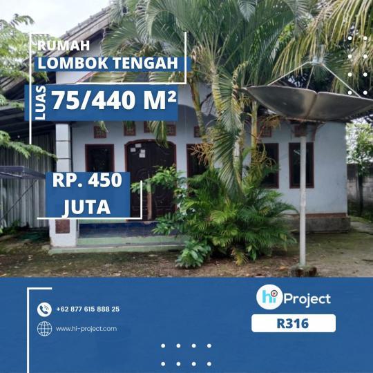 Rumah Lombok tengah type 75/440 M2 di Bangket Parak Pujut R316