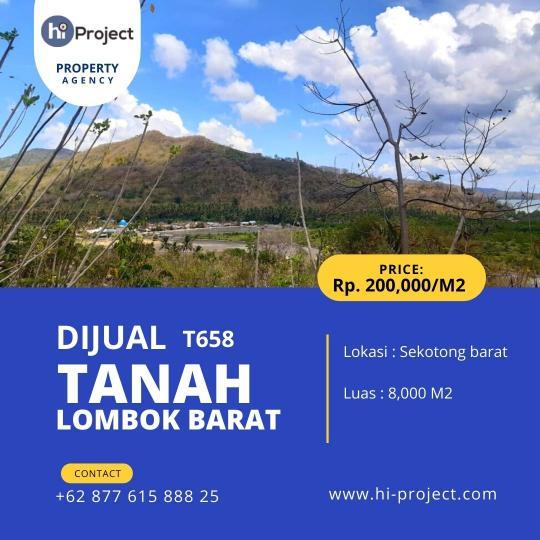 Tanah bukit Lombok barat 8,000 M2 di Sekotong barat T658
