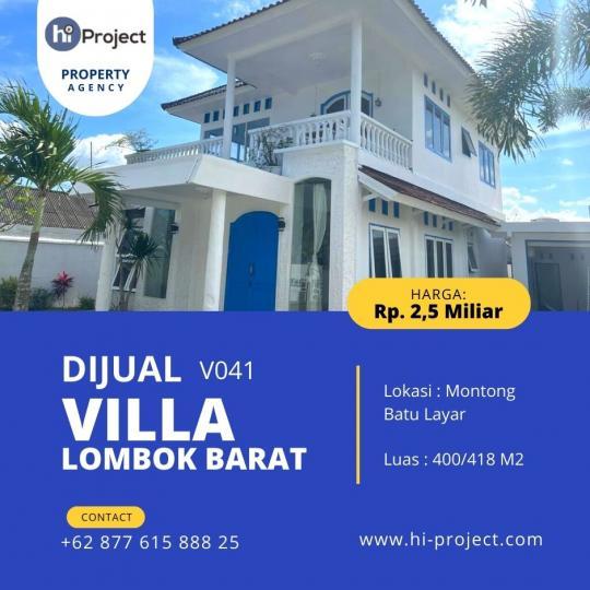 Villa Lombok barat plus Kolam renang di Montong Batu Layar V041