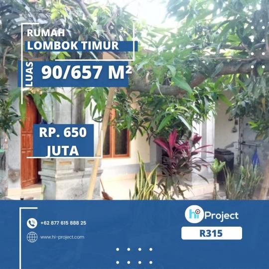Rumah Lombok timur type 90/657 M2 di Labuhan Haji R315
