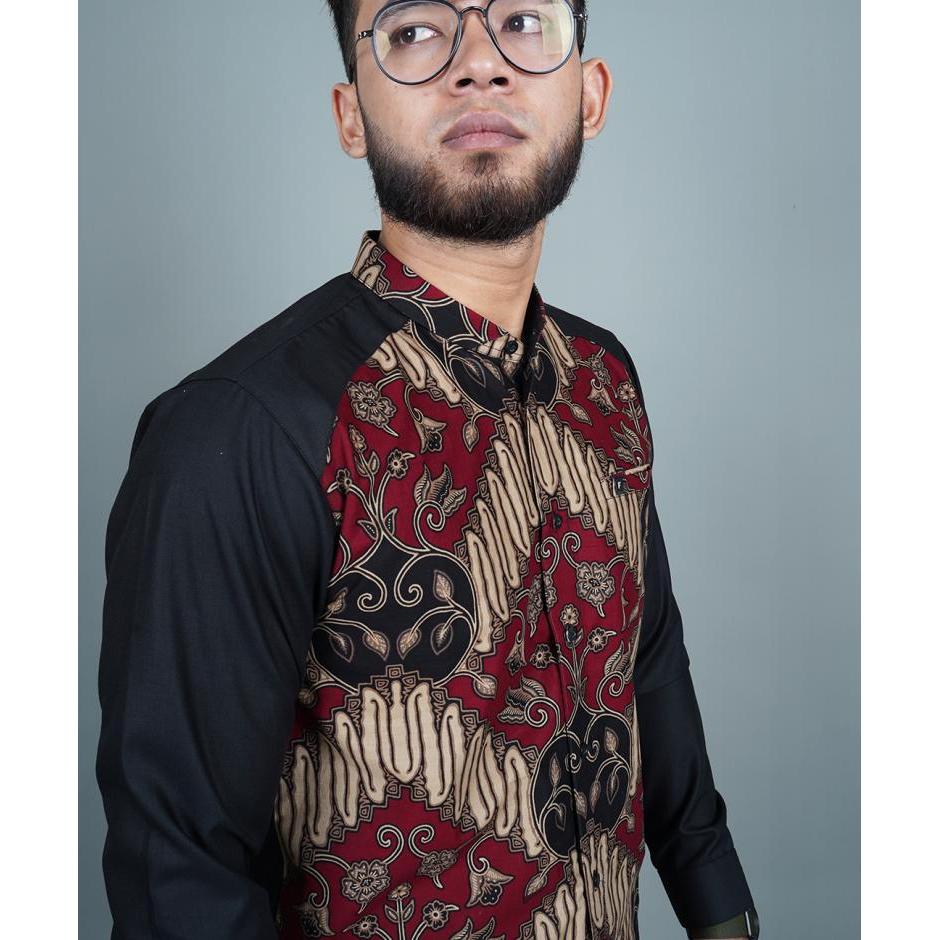Muktafi Long Fadkhera Kemeja Koko Batik Modern Lengan Panjang
