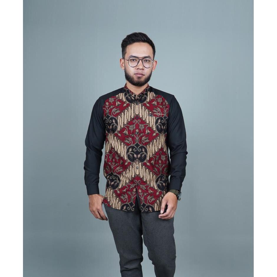 Muktafi Long Fadkhera Kemeja Koko Batik Modern Lengan Panjang