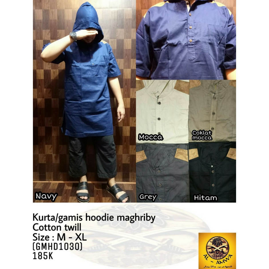 Kurta / Gamis Hoodie Maghribi / Kurta lengan pendel / Hoodie