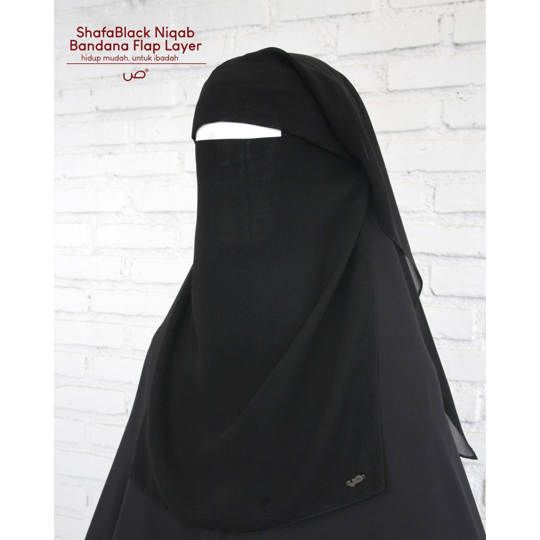 ShafaBlack Niqab Bandana Flap Layer