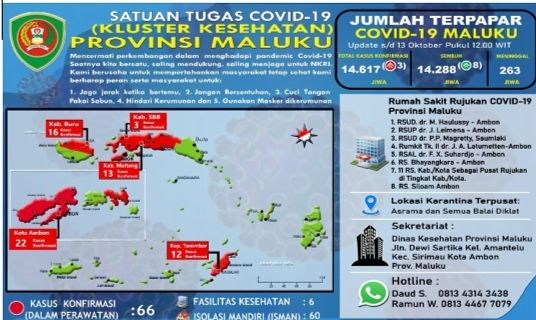 Kasus Terkonfirmasi Covid-19 Maluku Telah Capai 14.617, Sembuh 14.288