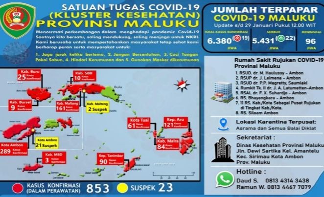 19 Kasus Positif Covid Maluku Bertambah, Sembuh Bertambah 22 Pasien