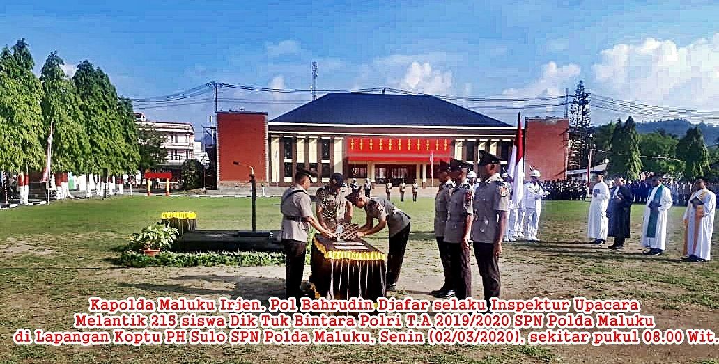 Kapolda Maluku Lantik 215 Siswa Dik Tuk Bintara Polri