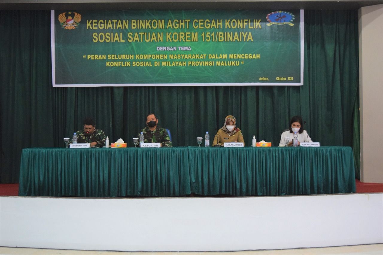 Korem 151/Binaiya Gelar Sosialisasi Binkom AGHT Cegah Konflik Sosial