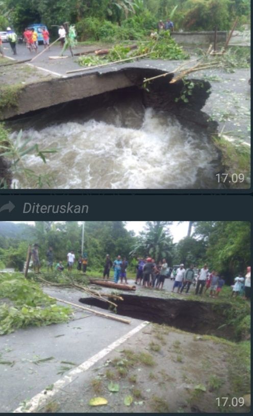 Curah Hujan Tinggi Jembatan Latu Longsor