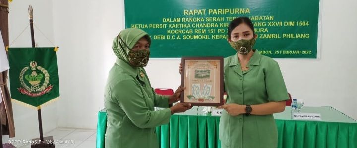 Ny. Soumokil Pimpin Rapat Paripurna  Sertijab Ketua Persit Chandra Kirana Kodim 1504/Ambon