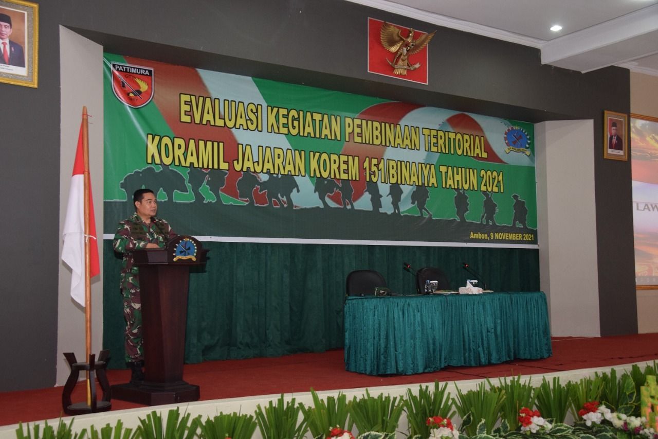 Korem 151/Binaiya gelar Evaluasi kegiatan Binter Koramil Jajaran. 