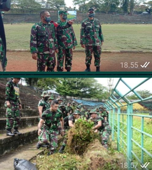 Sambut Hut ke-75,  TNI Bakti Bersihkan Mandala Remaja Wujud Kalesang Negeri