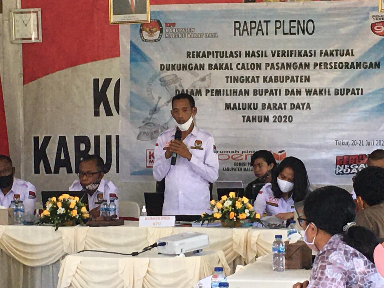 KPUD MBD Gelar Pleno Hasil Verfak Balon Independen