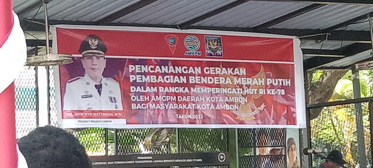 Pencanangan Pembagian Bendera Merah Putih Menyongsong Hut RI Oleh AMGPM Kota Ambon 