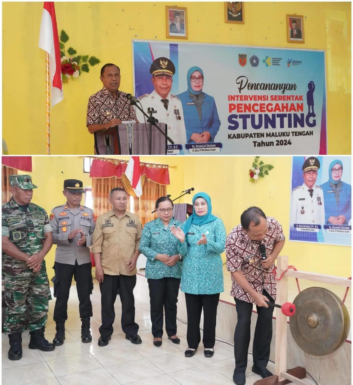 Pj Bupati Malteng Resmi Launching Intervensi Serentak Pencegahan Stunting di Negeri Jerili Kecamatan TNS