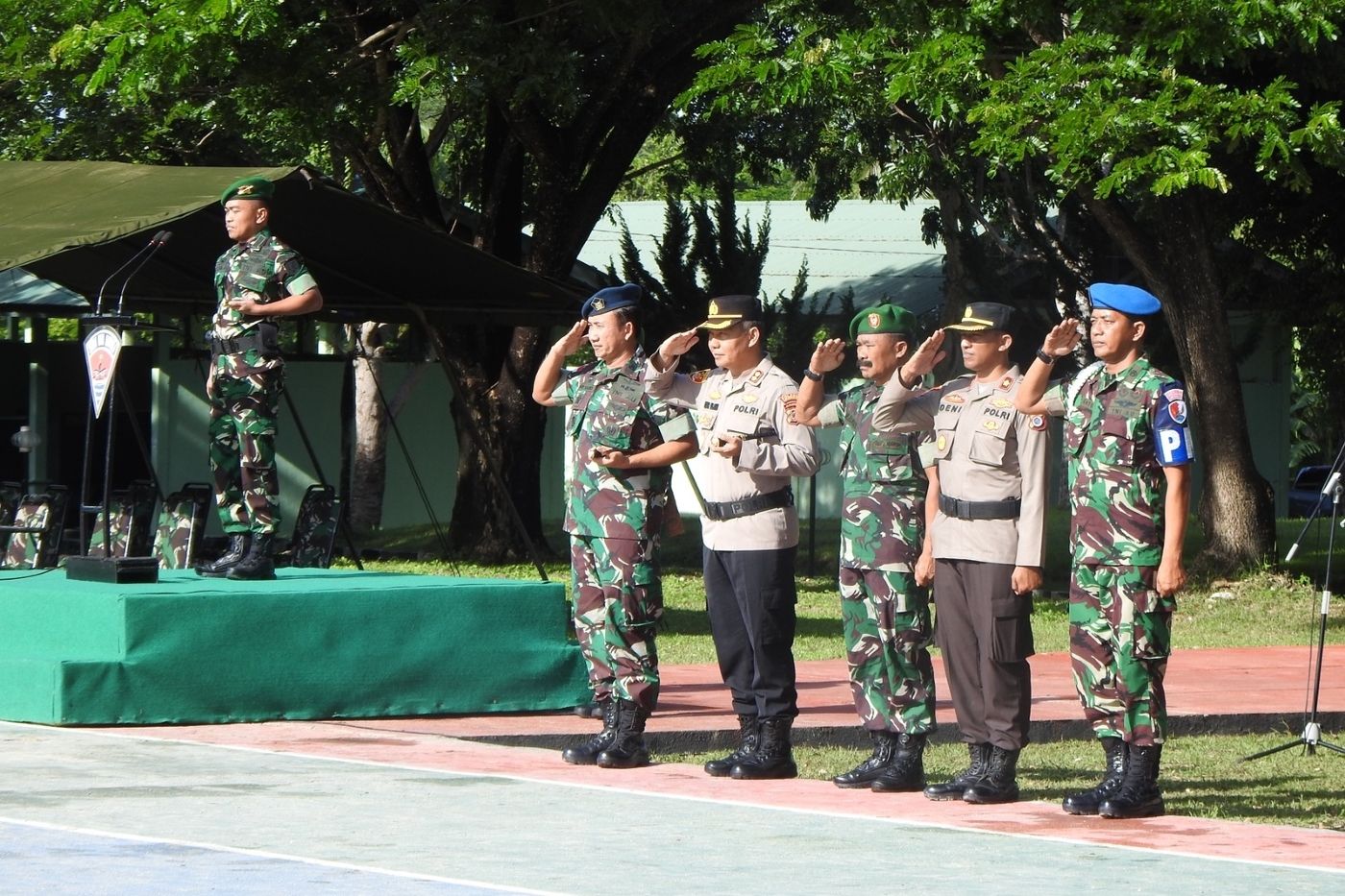 Lanud Ignatius Dewanto Ikuti Apel Gabungan TNI Polri di Yoniv 734 SNS