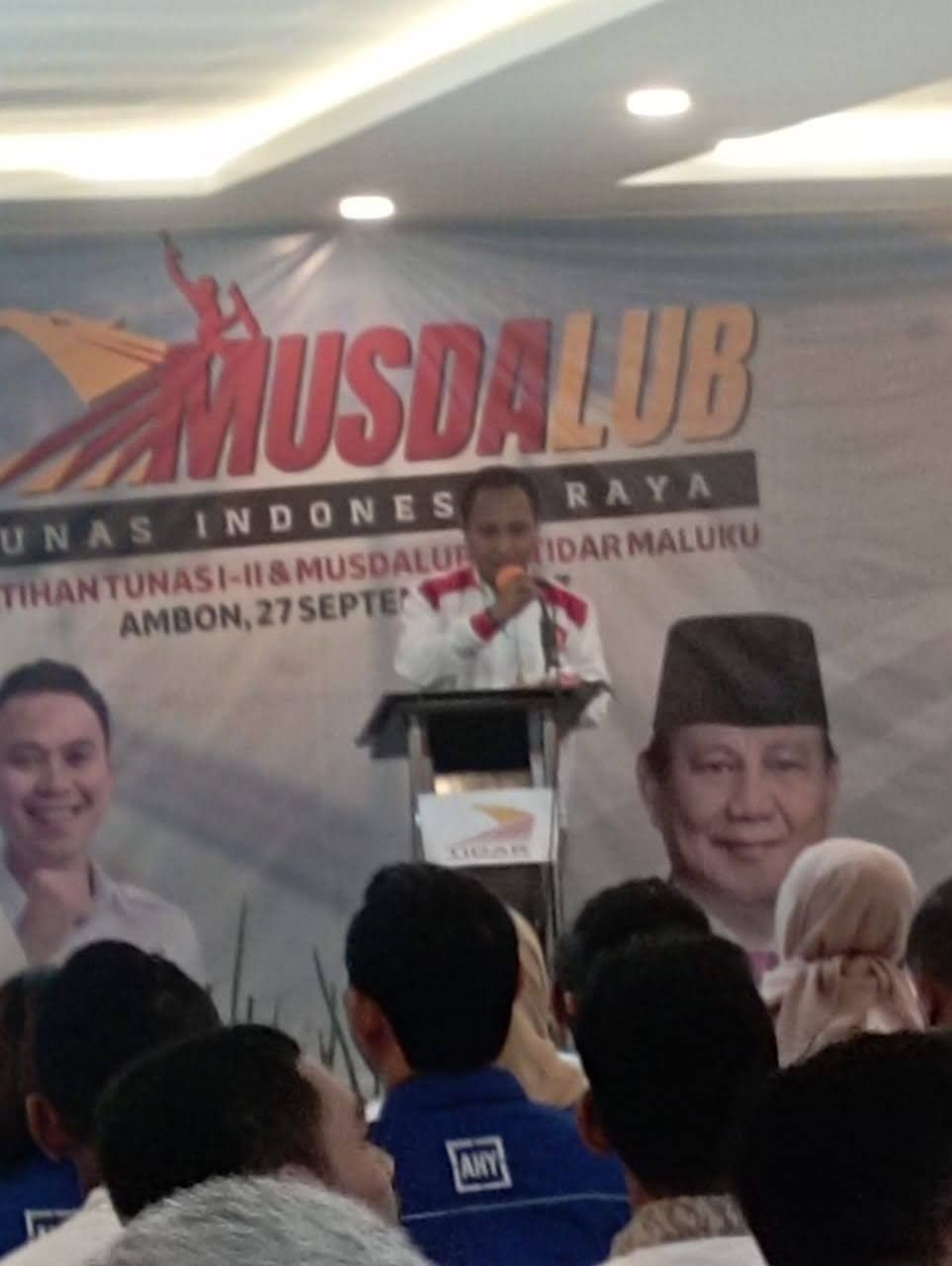 Arahan Sairdekut Mewakili Ketua DPD Gerindra Provinsi Maluku Saat Pembukaan Musdalub PD Tidar Dan Pelatihan Tunas I-II