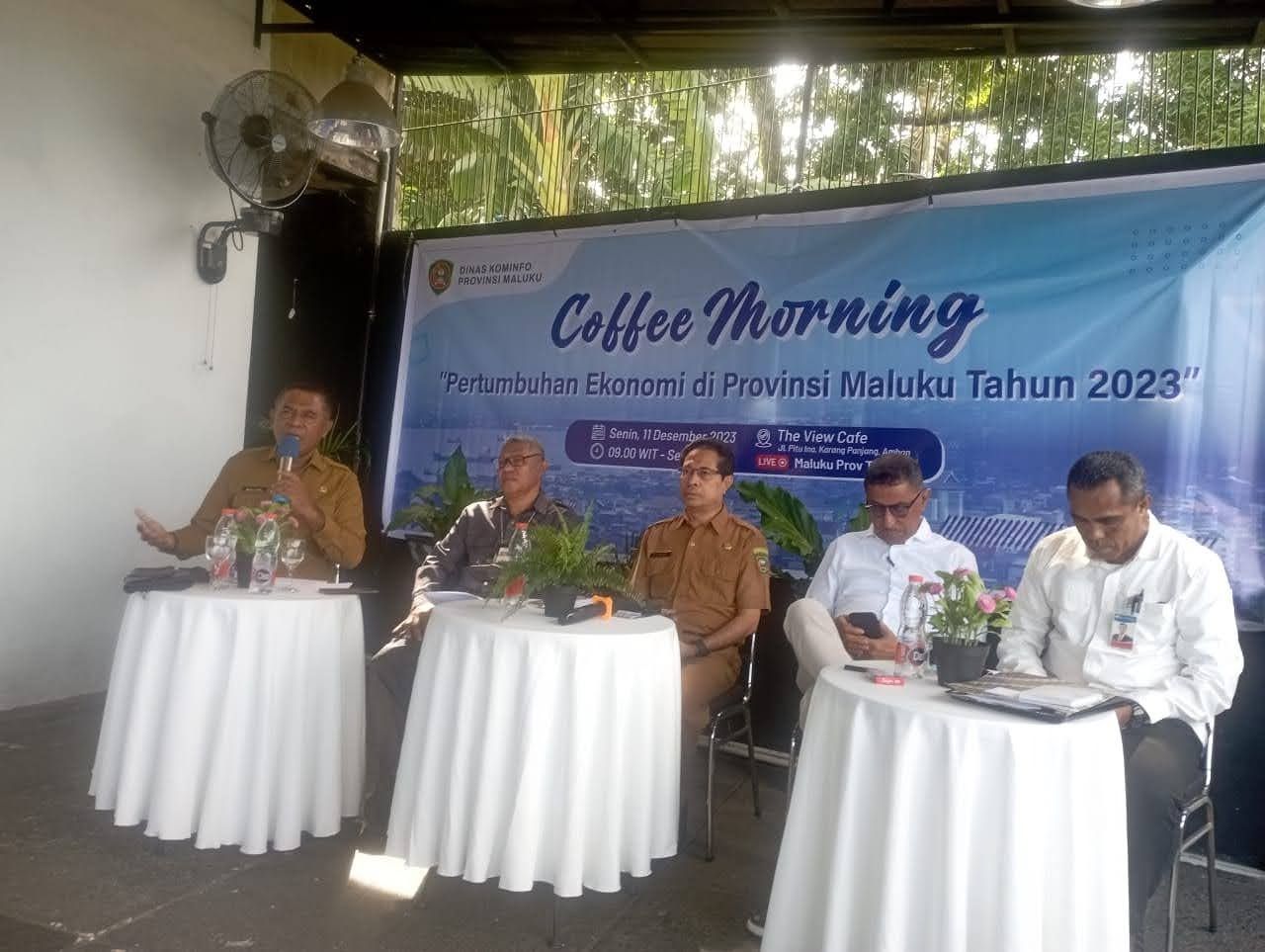 Dinas Kominfo Mengundang Wartawan Dalam Acara Coffee Morning Sekaligus Penjelasan Pertumbuhan  Ekonomi Maluku Tahun 2023 Oleh TGPP