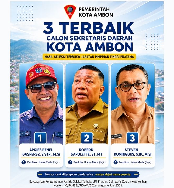 Pansel Umumkan 3 Peserta Terbaik Sekretaris Daerah Kota Ambon