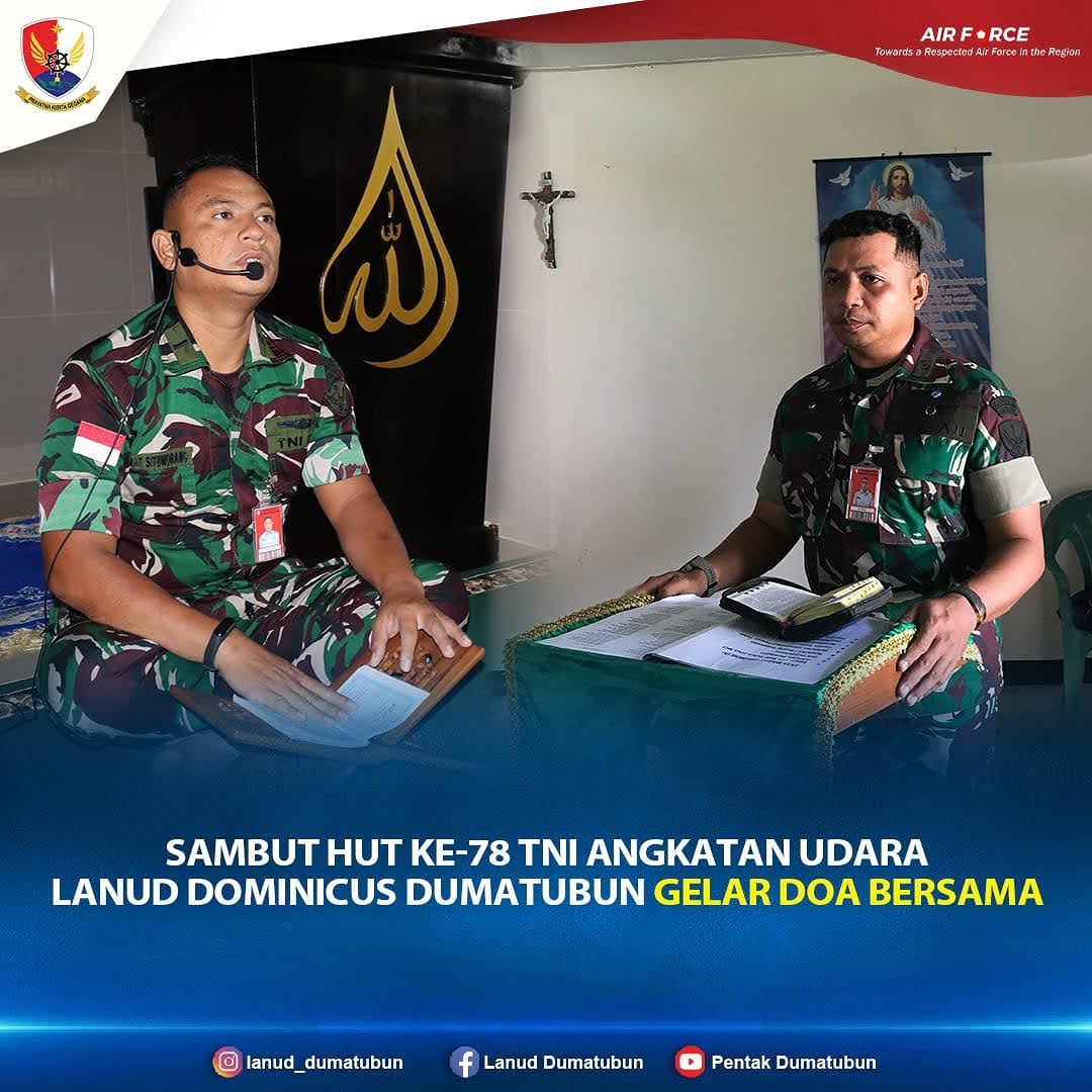 Jelang HUT Ke-78 TNI Angkatan Udara, Lanud D. Dumatubun Gelar Doa Bersama.