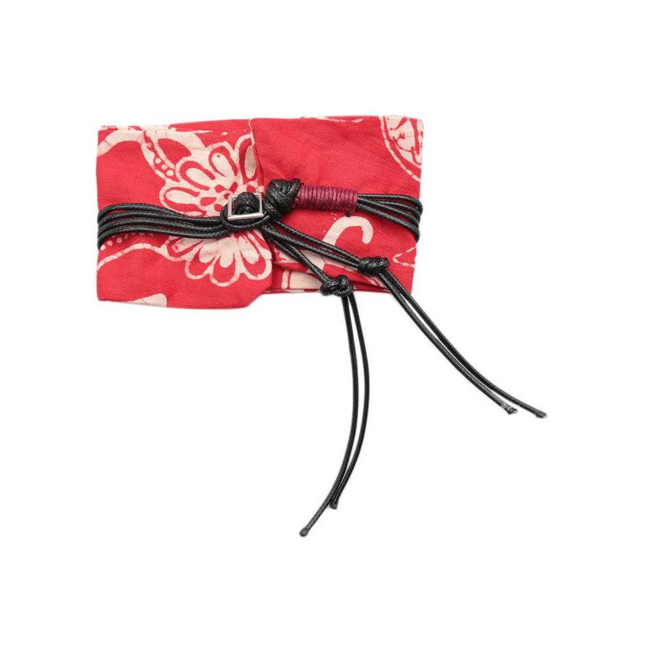 GESYAL Batik Gelang Merah dengan Tali Kulit Hitam Box 