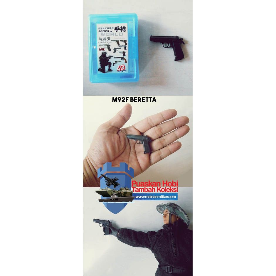 Miniatur Pistol Skala 1:6 Desert Eagle dan M92F Beretta