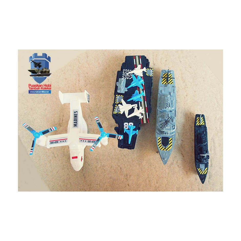 Mainan Kapal Perang dan Pesawat Osprey Plastik