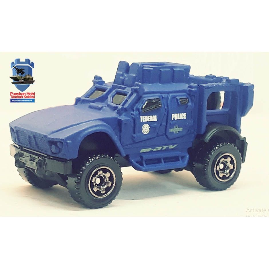 Miniatur Jeep Militer Oshkosh Defense M-ATV Biru