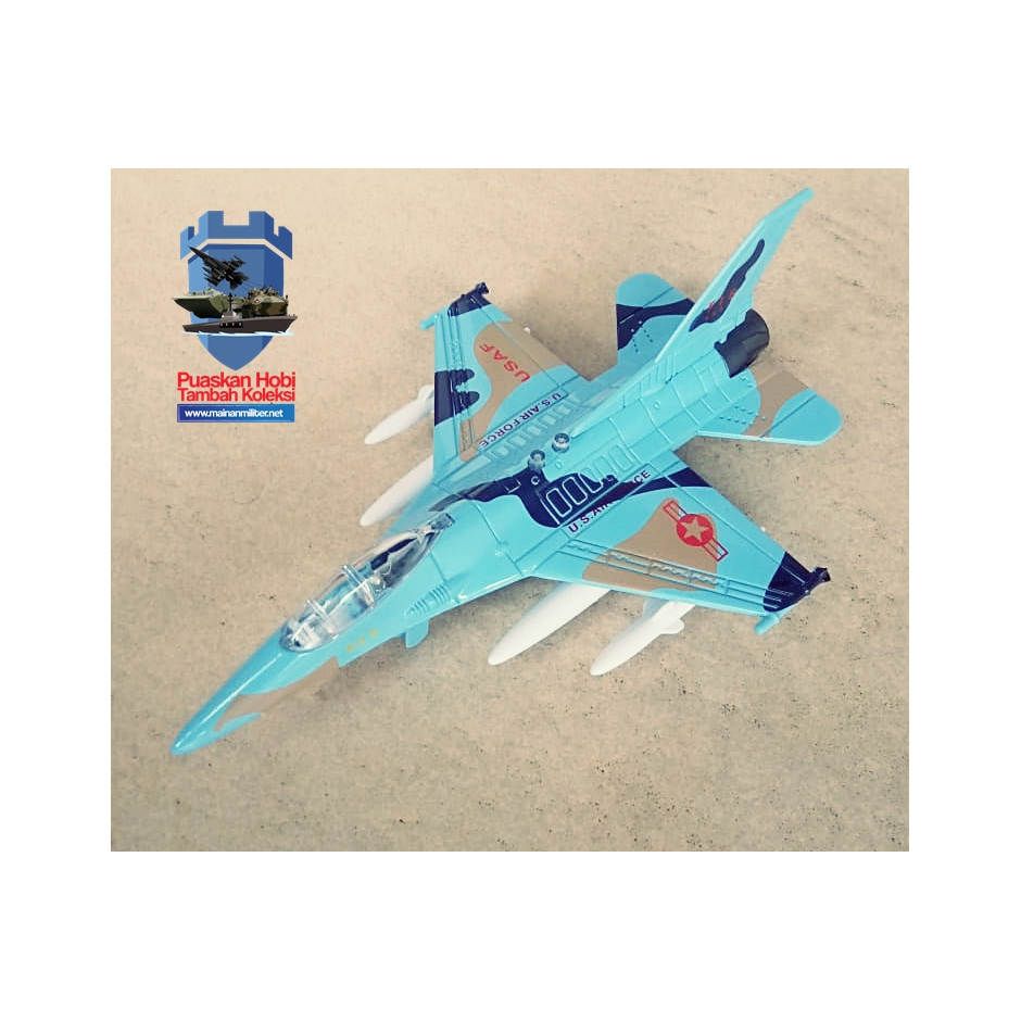 Miniatur Pesawat Tempur F 16 Biru